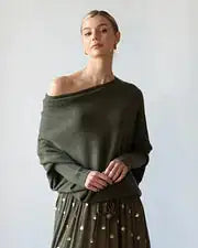 Off Shoulder Draped Jumper