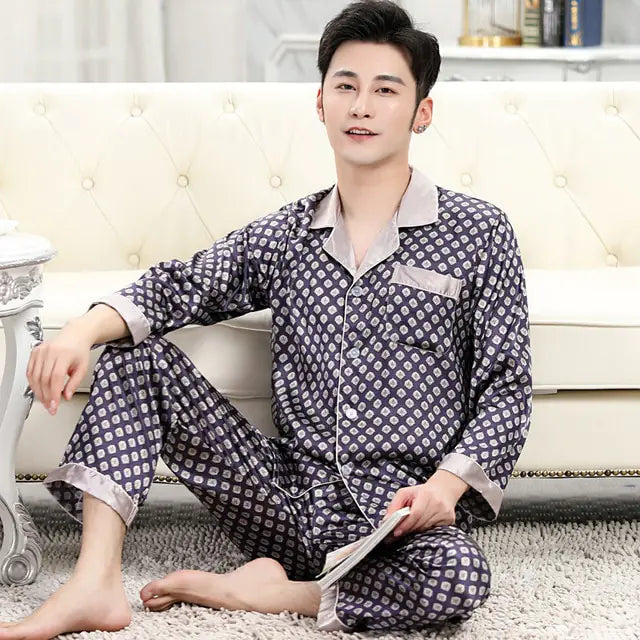 Men's Designer Ice Silk Pajama Set